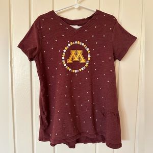 University of Minnesota Tee. Cotton/poly blend. Size Medium 6/8.